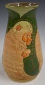 Dennis Chinaworks limited edition 6/55 teardrop vase decorated with a monkey, Sally Tuffin