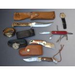 Boker folding knife with 8cm blade and sheath, Puma Skinner knife with 21cm blade and sheath,