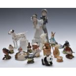 Ceramic figures including Lladro, Beswick, Copenhagen & Royal Worcester, jugs etc., tallest 26cm
