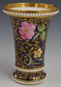 Spode 19thC flared vase with botanical and jewelled decoration, H11cm