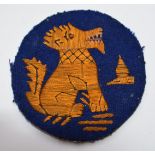 British Army WW2 Chindit cloth badge / patch attributed to Chindit Sgt W B Wilkinson, Royal