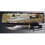 'The Alamo' authentic reproduction Bowie knife with 29cm sheath, certificate of authenticity and