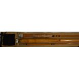 Eggington & Son split cane three-piece fly fishing rod with screw top, wading shaft and two top