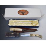 Silver Stag filleting knife with 17cm blade and leather sheath, Super Knife with folding 10cm