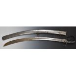 British 1796 pattern Light Cavalry sword with shagreen and wire grip, 82cm curved blade and