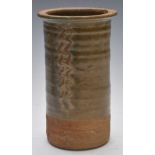 Bernard Leach, St Ives studio pottery vase, the slip glaze with Oriental style decoration, the lower