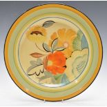 Grey's Pottery Art Deco charger decorated with flowers, diameter 31cm