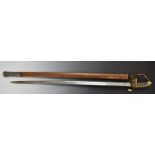 British 1822 pattern officer's sword with VR cypher to guard, 81cm fullered blade and scabbard.