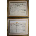 Two Great Western Railway Company GWR share certificates, one 1926 for £200, the other 1938 for £