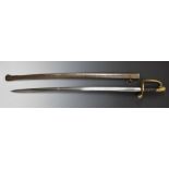 French 1845 pattern sword with brass hilt, stamped 17999 and R.B.G to guard, with 77cm fullered