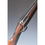 AYA Yeoman 12 bore side by side shotgun with chequered grip and forend, double trigger and named