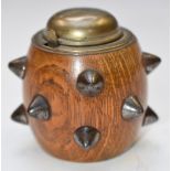 WW1 trench art conversion mace head to small pot with hinged lid