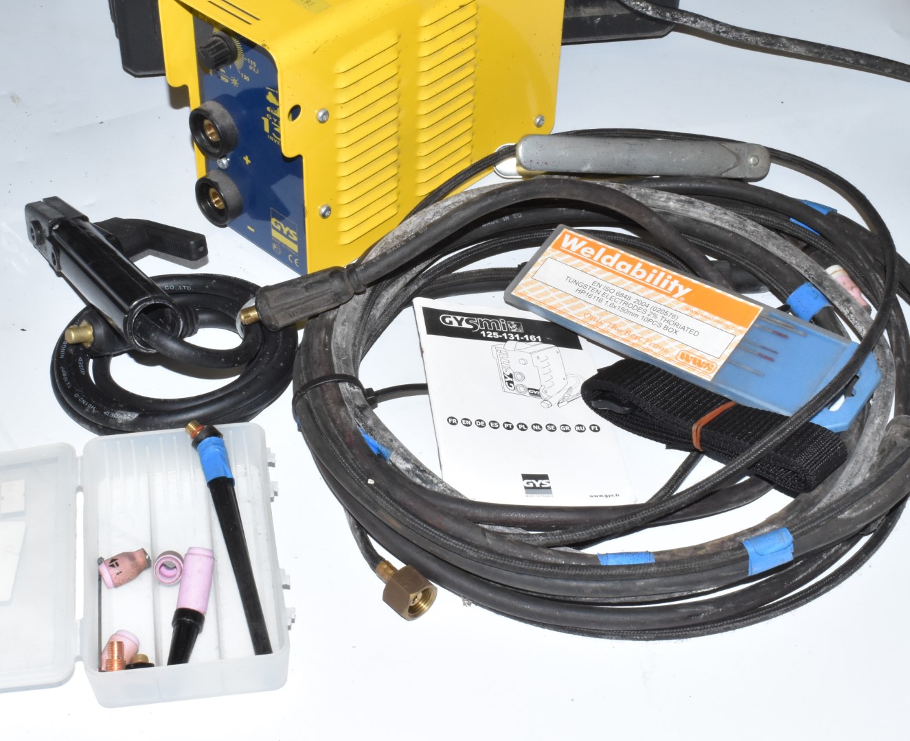 Gysmi 131T inverter TIG welder, in original carry case with torch, earth lead, stick welding lead, - Image 2 of 3