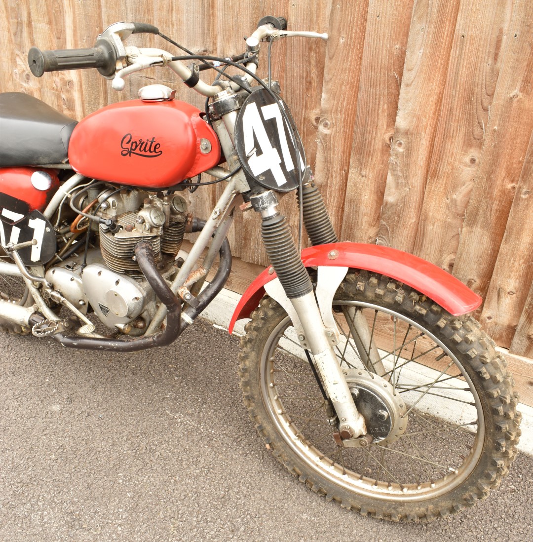 Sprite scrambler motorbike with Triumph 3TA engine, ex Alex King, with REH hubs, frame number AM - Image 8 of 11