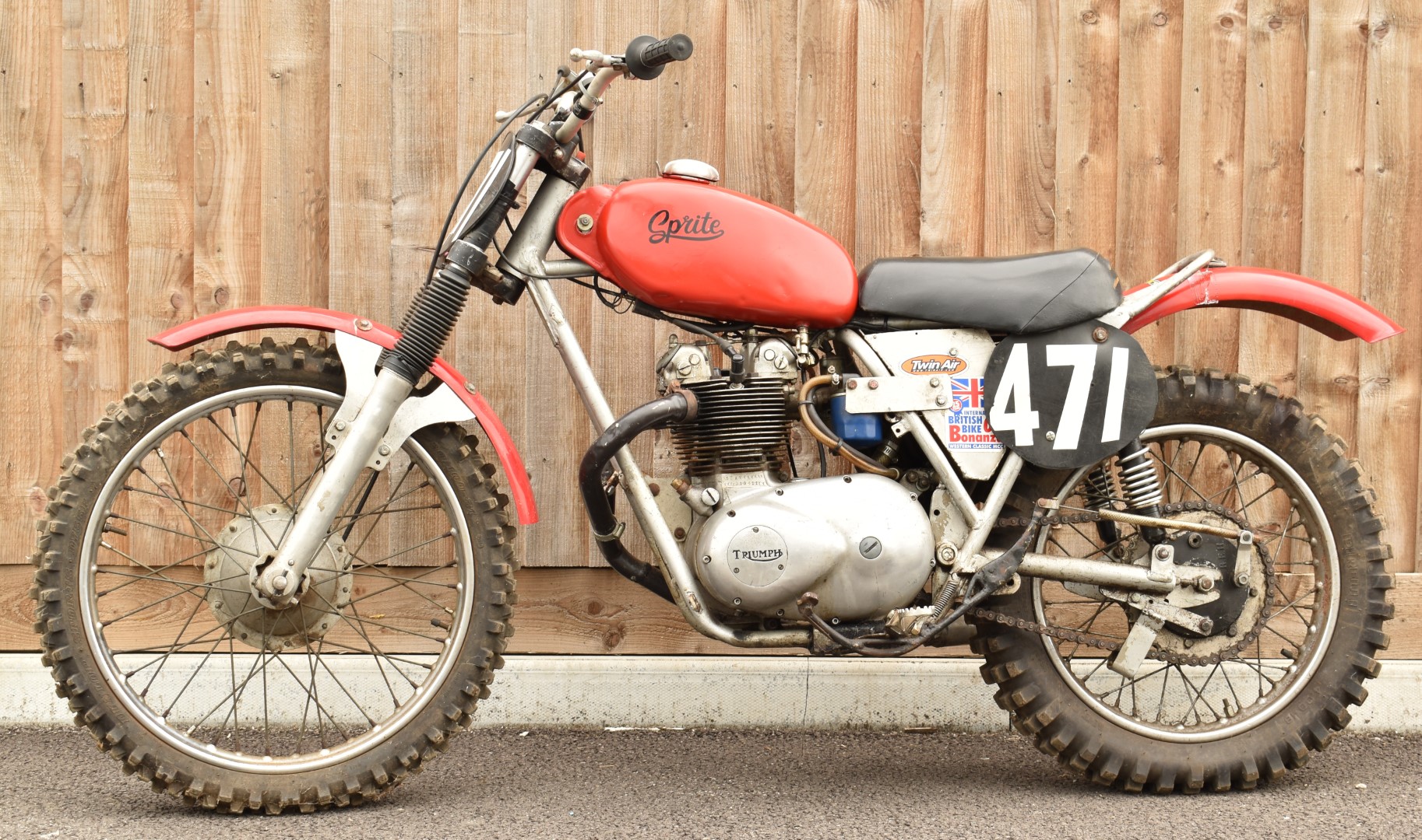 Sprite scrambler motorbike with Triumph 3TA engine, ex Alex King, with REH hubs, frame number AM