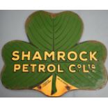 Shamrock Petrol Co. Ltd car or motorcycle interest enamel advertising sign, also marked 'distributed