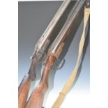 Two 12 bore side by side shotguns, one Belgian serial number 971 the other C G Bonehill serial