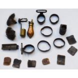 Small collection of shooting interest items including muzzle cover for Rubin rifle, small copper