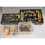 Fishing lures, plugs, spinners and soft plastics in fitted cases