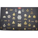 Approximately forty Canadian Army metal badges and insignia including Glengarry Fencibles,