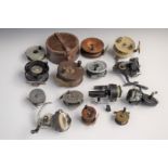 Vintage fixed spool, centrepin and fly fishing reels including Grice and Young 'Orlando Minor',