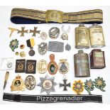 German Nazi and other militaria including badges, belt, photos etc