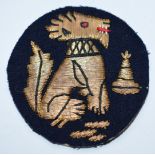 British Army WW2 Chindit cloth badge / patch attributed to Chindit Sgt W B Wilkinson, Royal