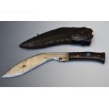 WW2 kukri knife engraved Calcutta May 1945 to the handle, with 19cm blade and sheath. PLEASE NOTE
