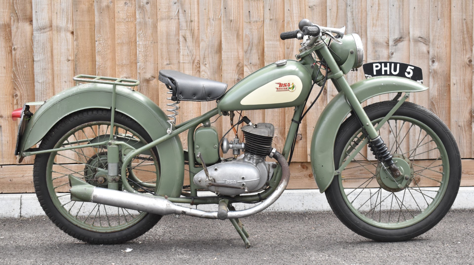 1952 BSA Bantam D1 125cc two stroke plunger motorbike, transferable registration number PHU 5,  with