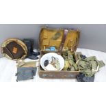 Leather military suitcase for R M Yorke, 11th Hussars containing military ephemera including pair of