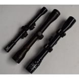 Three rifle scopes Original Model 10 4x32, Marchwood 4x32 and Jägermeister Seadler Optik 4x20.