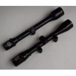 Two rifle scopes Leslie Hewett 4x40 and Viking Wide Angle 3-9x40 with scope mounts.