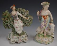 Two Derby patch period figures including Asia, tallest 26cm