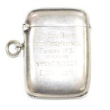 WW1 hallmarked silver vesta case inscribed '4th Cav Brig inter-troop football France 1915 3rd TR