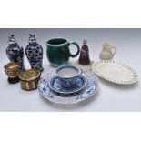 Royal Lancastrian jug, Pilkington covered pot, Satsuma vase, Belleek jug, Meissen plate, Chinese