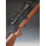 Webley Raider .22 PCP air rifle with semi-pistol grip, raised cheek piece to the stock, sound