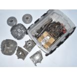 Villiers Starmaker motorbike engine parts, to include three crankcase halves, flywheels, two