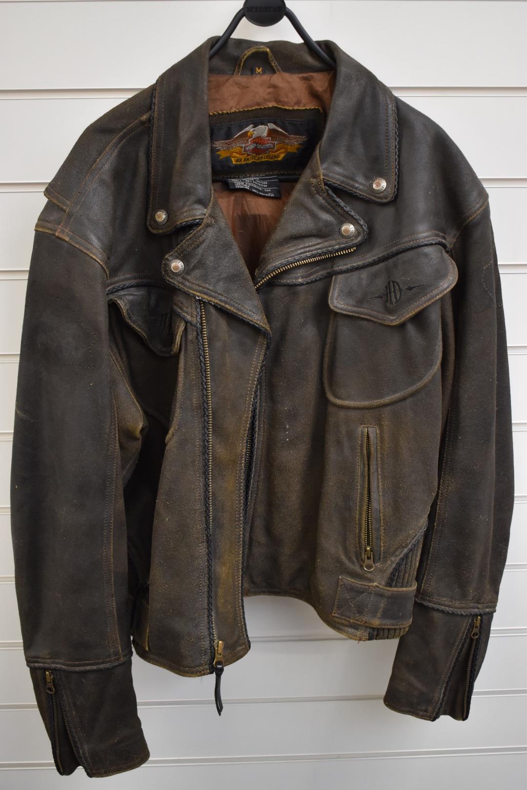 Vintage Harley Davidson leather motorcycle jacket, size M