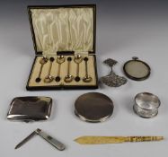 Victorian hallmarked silver decorative spoon with classical decoration, London 1892, cased set of
