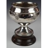 Albert Edward Jones Arts & Crafts hallmarked silver bowl with floral swag and hammered decoration,