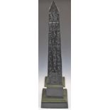 Egyptian revival stepped obelisk with hieroglyphic decoration, probably Art Deco, W21 x D21 x H86cm