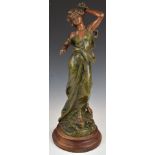 After Hippolyte Moreau female spelter figure with Èglantine par Hip Moreau  foundry mark, H57cm