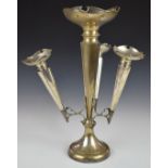 Vera Lynn WW2 interest hallmarked silver epergne, with central trumpet surrounded by three smaller