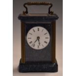 Matthew Norman London lapis lazuli or similar style carriage clock, with bevelled glass panels,