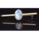 Victorian 9ct gold brooch set with a moonstone cabochon, 2.2g