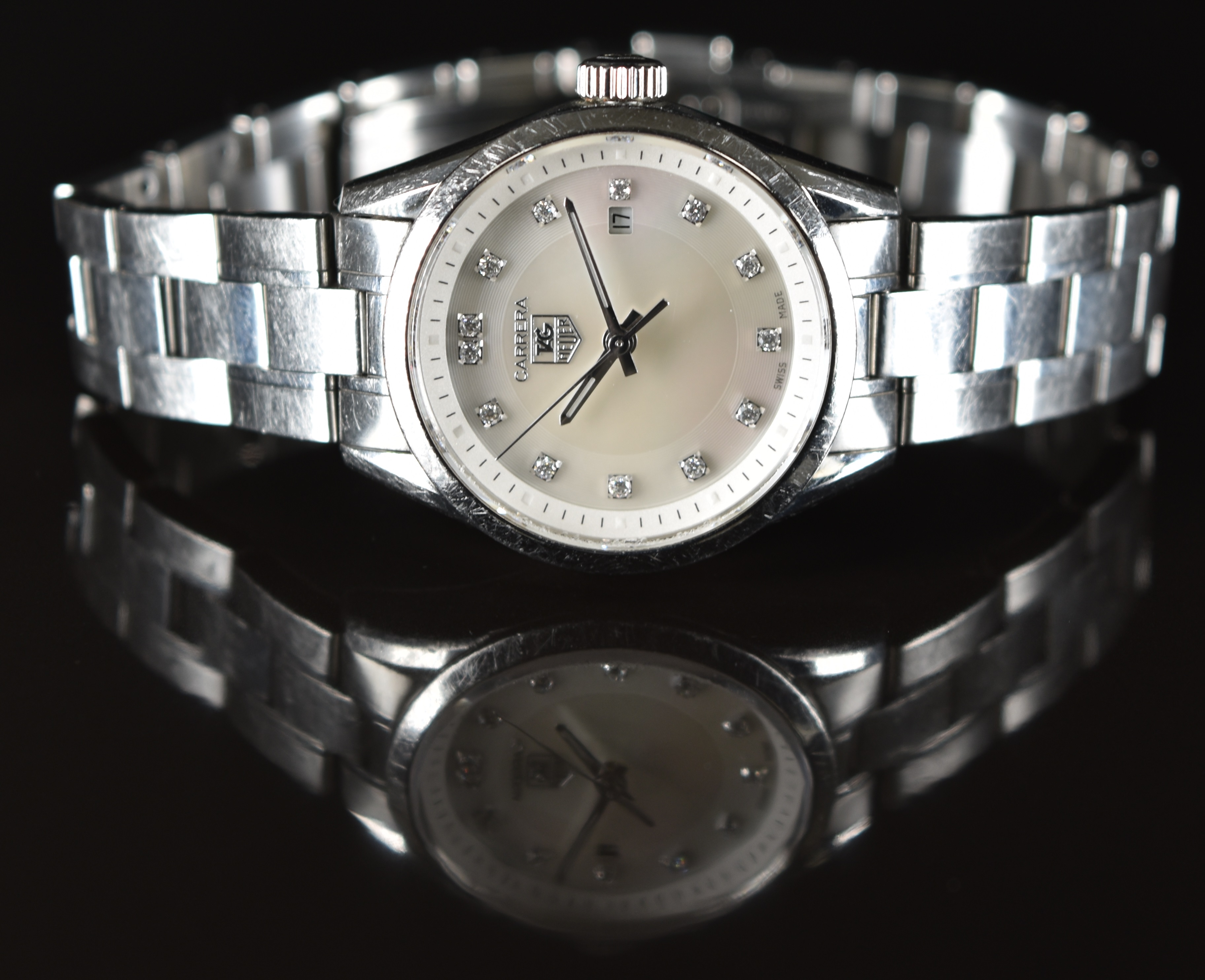 Tag Heuer Carrera ladies wristwatch ref. WV1411 with date aperture, luminous hands, diamond hour - Image 2 of 6