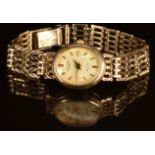 Rotary Elite 9ct gold ladies wristwatch with gold hands and hour markers, cream dial and quartz