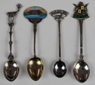 Four South African silver souvenir spoons to include Capetown and Nairobi, weight 59g all in