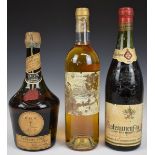 Three bottles of wine / liqueur including D.O.M Benedictine 70% proof, 1999 Barons de Rothschild (