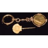 A 9ct gold BP pin (3.4g) and a rolled gold horse pendant/ fob